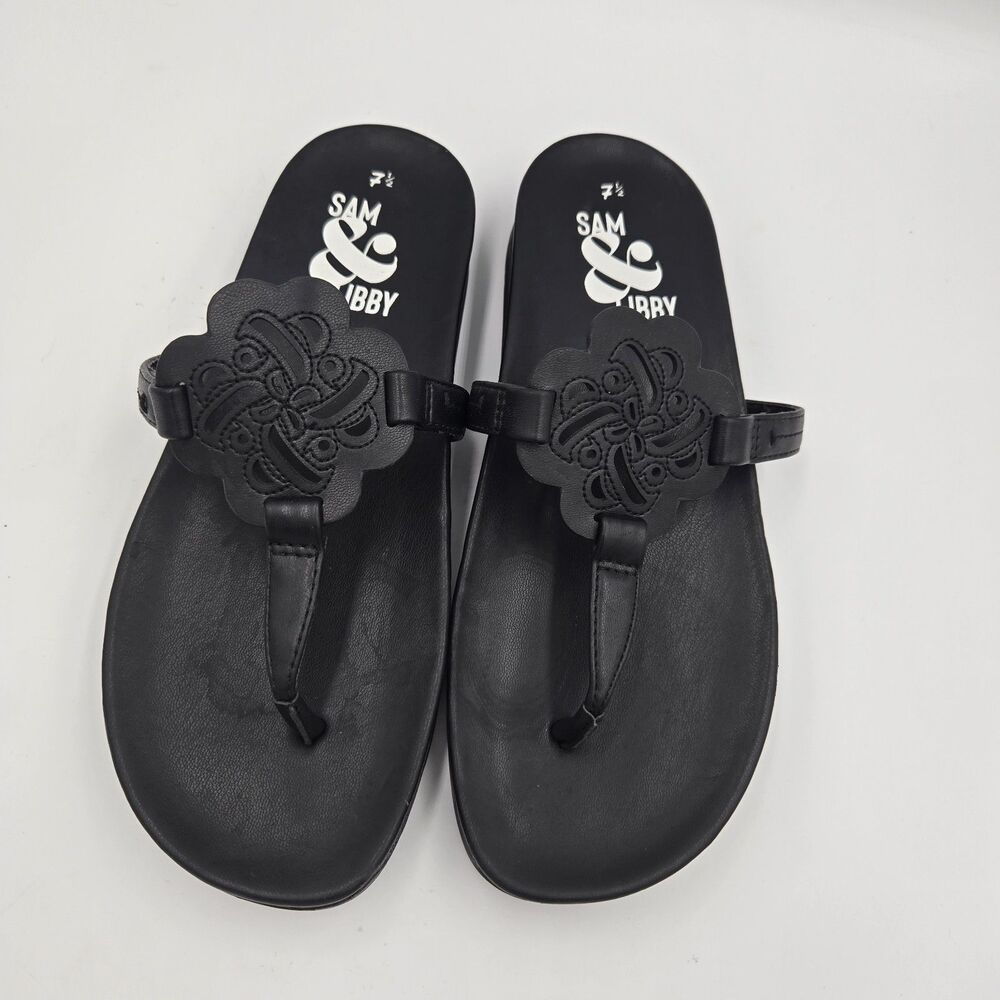 Sam & Libby Flip Flops Womens Size 7.5 Black Alexandra Thongs Summer Whimsygoth